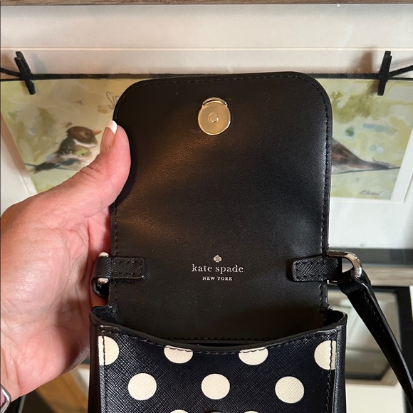Kate Spade Black and White Polka Dot Crossbody 3.5”x6.5” - Picture 12 of 16